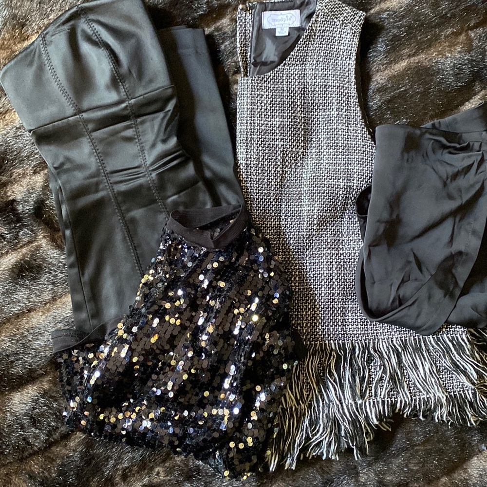 Lot of black and white clothes